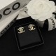 Chanel Fashionable and high-end half diamond splicing earrings with versatile temperament and letter earrings