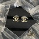 Chanel Fashionable and high-end half diamond splicing earrings with versatile temperament and letter earrings