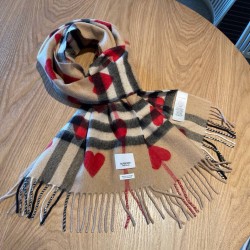 BURBERRY Classic European and American British Love Printed Checkered Scarf Male and female couple's wool tassel thick scarf