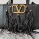 VALENTINO Tassel Rivet Classic Leather Handheld Shoulder Bag