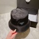 Prada Classic sunscreen nylon fisherman hat for both men and women, fashionable and casual versatile hat