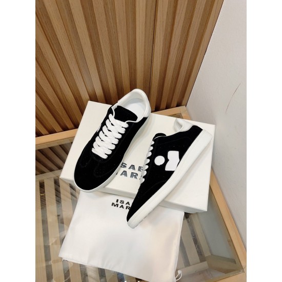 ISABEL MARANT New lace up European board shoes, casual retro color blocked sports shoes