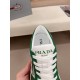 Prada Downtown Perforated Leaghter Sneakers Triangle buckle couple style Shoes