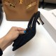 Manolo Blahnik Suede Fashion Baita Pointed Cat Heel Cool Dragging High Heels