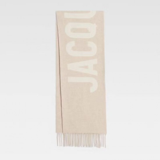 2024 autumn and winter new jacquemus wool scarf letter jacquard logo tassel shawl unisex scarf