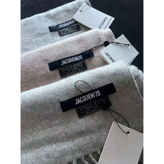 2024 autumn and winter new jacquemus wool scarf letter jacquard logo tassel shawl unisex scarf