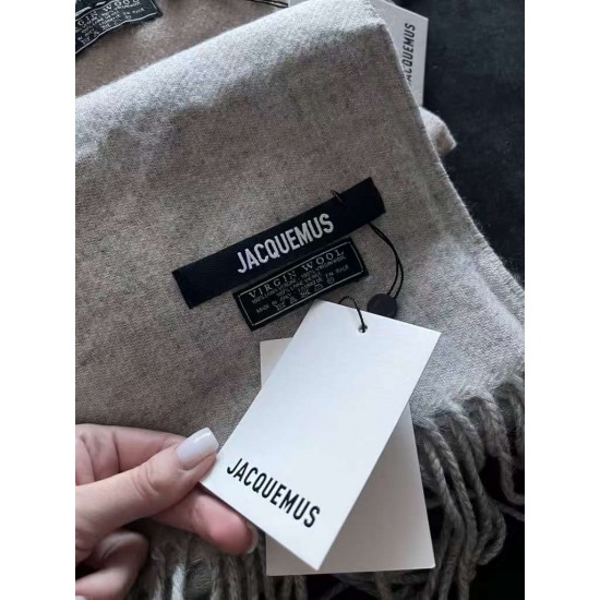 2024 autumn and winter new jacquemus wool scarf letter jacquard logo tassel shawl unisex scarf