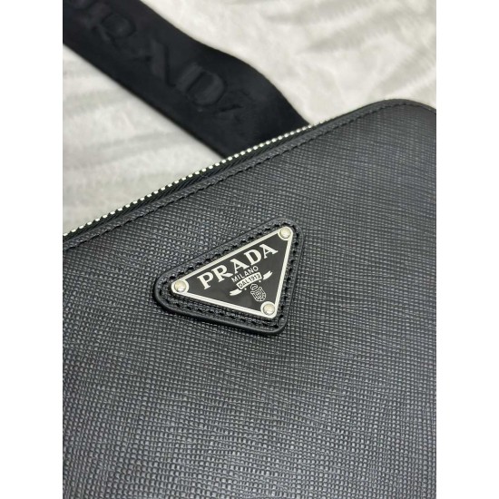 Prada cross pattern fashionable casual diagonal leather men's shoulder bag