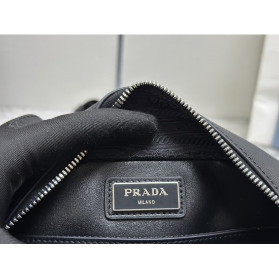 Prada cross pattern fashionable casual diagonal leather men's shoulder bag