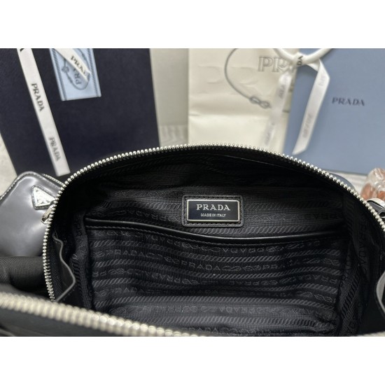 Prada nylon paired with leather fashionable casual diagonal men's 2-in-1 camera shoulder bag