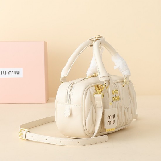 Miumiu high-end pleated fashionable bowling single shoulder diagonal cross women's bag