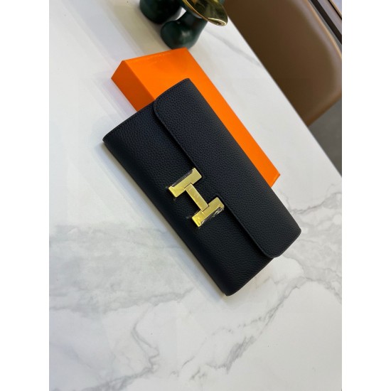 Hermes Cowhide two fold wallet H letter moneybag