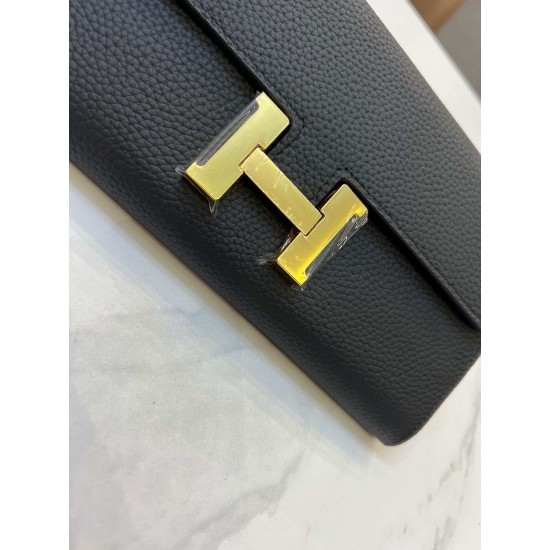 Hermes Cowhide two fold wallet H letter moneybag