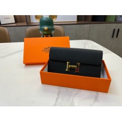 Hermes Cowhide two fold wallet H letter moneybag