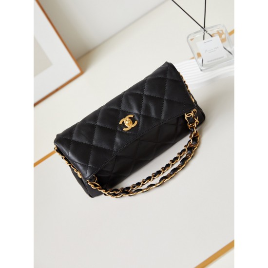 Chanel Small size sheepskin Clutch 24  hobo bag high-capacity armpit pouch Two chains Foldable Single handbag