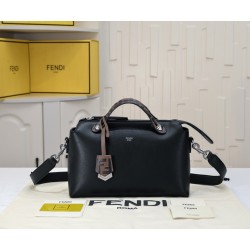 Fendi By The Way Regular Boston Pillow Bag FF raised pattern pendant and dual handle leather shoulder bag