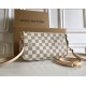 LV  White checkered mahjong bag with classic zipper, single shoulder diagonal cross bag