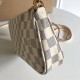 LV  White checkered mahjong bag with classic zipper, single shoulder diagonal cross bag