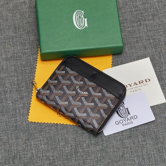 Goyard Zipper Short Wallet Men's and Women's Same Wallet Real Leather Card Bag Zipper Zero Wallet Casual Print Bag