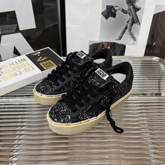 Golden Goose DB Hi Star Thick sole with black shiny sequins