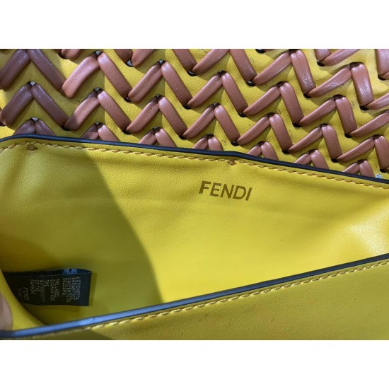 FENDI Iconic Baguette Weaving contrasting 3D textures shoulder bag