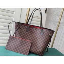 Brown Checkered And Black Checkered Neverfull Medium Handbag