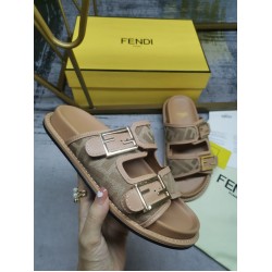 FENDI FF decorative buckle FF pattern Flat bottom slippers