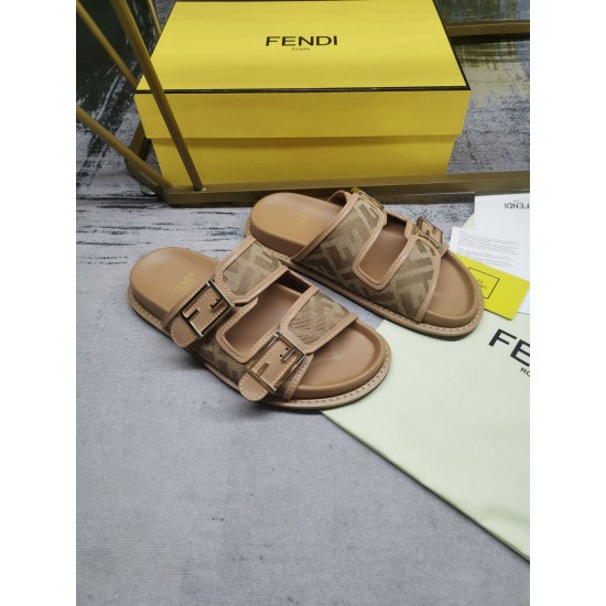 FENDI FF decorative buckle FF pattern Flat bottom slippers