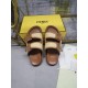 FENDI FF decorative buckle FF patternin raffia and leather slippers